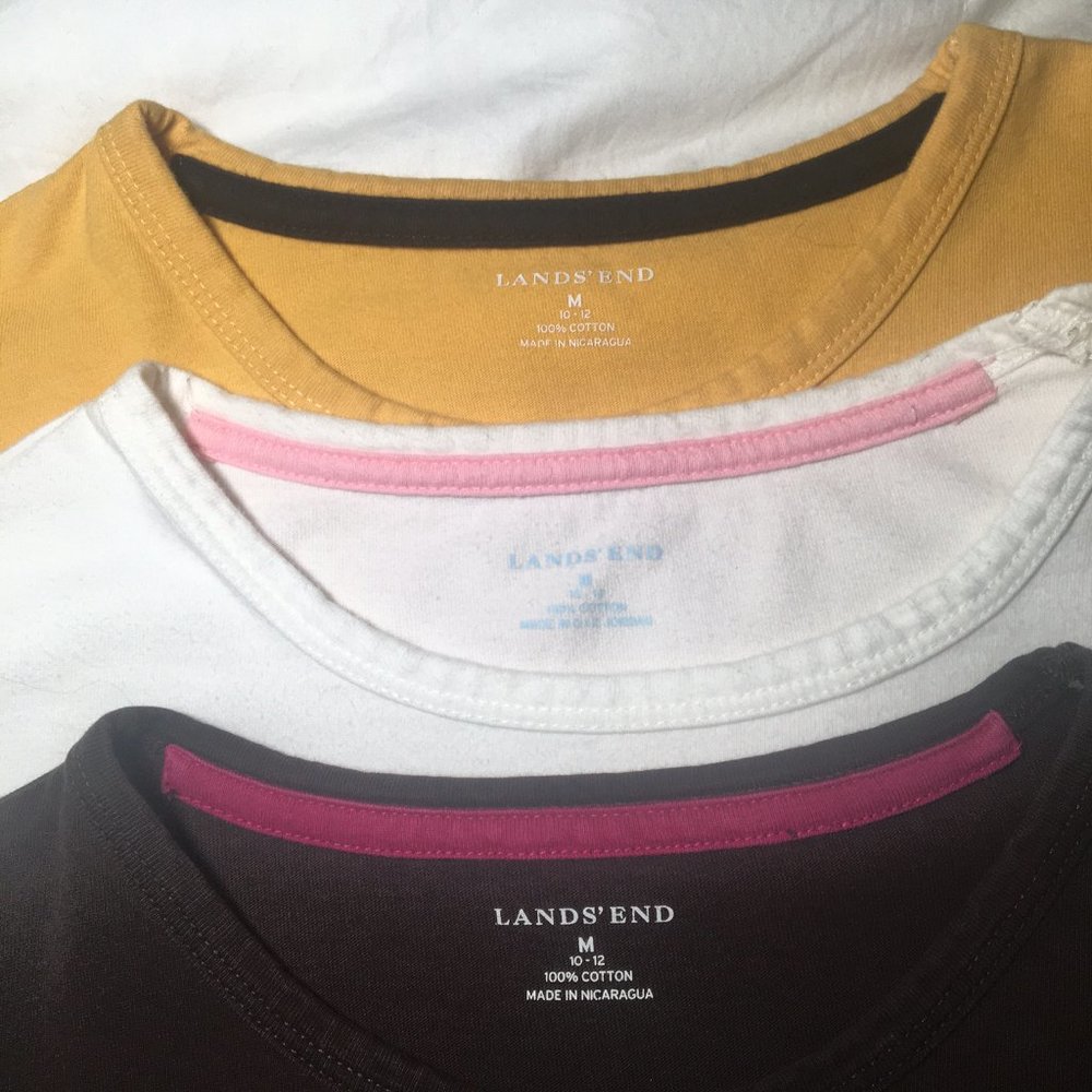 Lands' End - 3 Long Sleeve Shirts - 100% cotton - Lot - Bundle
